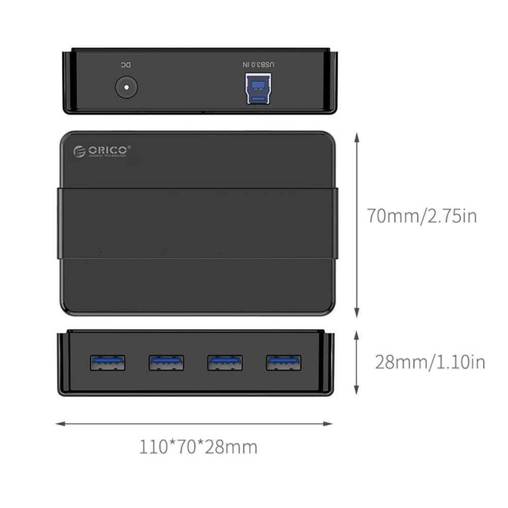 Regleta ORICO H4928-U3 Hub USB 3.0 de 4 Puertos Super Speed ​​con transformador